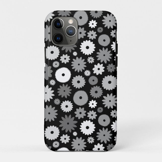 Monochrome Blooms Repeat Pattern Case-Mate iPhone Case (Back)