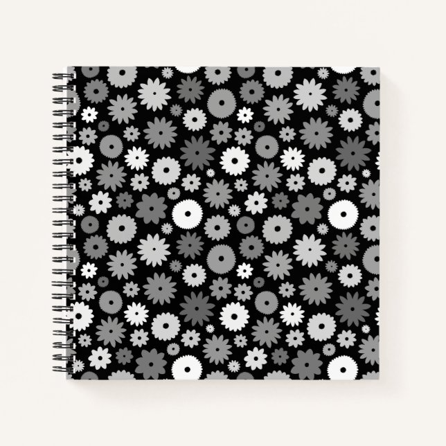 Monochrome Blooms Repeat Pattern Case-Mate iPhone Notebook (Front)