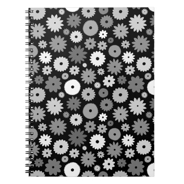 Monochrome Blooms Repeat Pattern Case-Mate iPhone Notebook (Front)