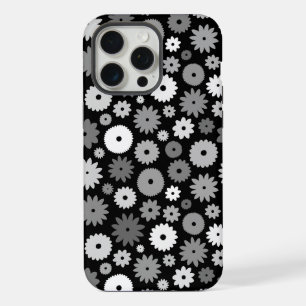 Monochrome Blooms Repeat Pattern iPhone 15 Pro Max Case