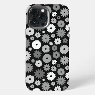 Monochrome Blooms Repeat Pattern iPhone 13 Pro Max Case