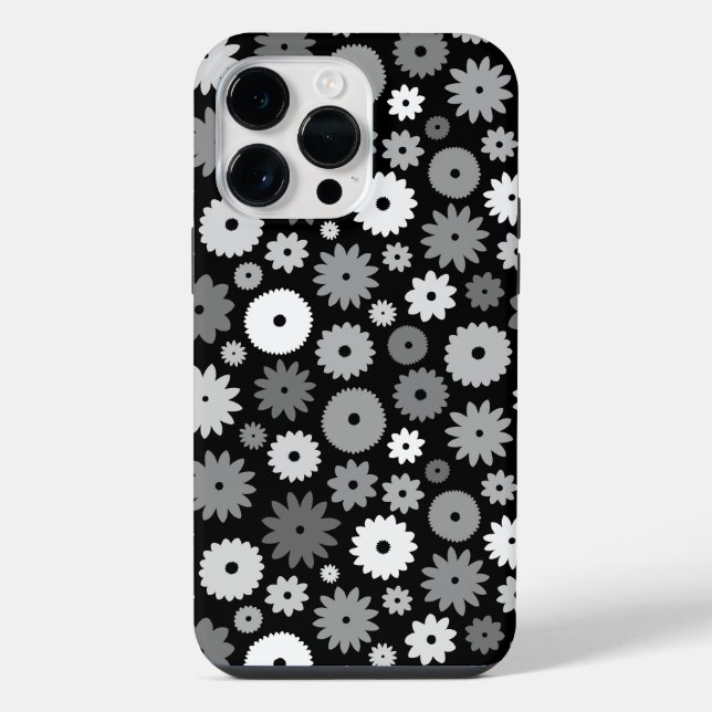 Monochrome Blooms Repeat Pattern iPhone Case (Back)