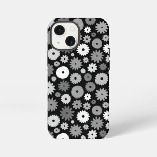 Monochrome Blooms Repeat Pattern iPhone 13 Mini Case
