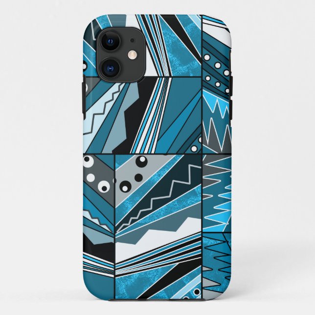 Monochrome blue ethnic ornament. Case-Mate iPhone case (Back)