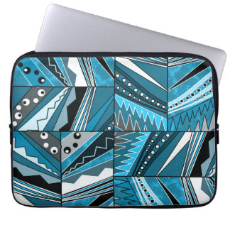 Monochrome blue ethnic ornament. laptop sleeve
