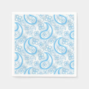 Monochrome blue grey white paisley pattern. napkin