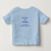 Monochrome Blue Plain Texts Kids Birthday T-Shirt (Back)