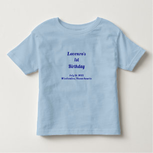 Monochrome Blue Plain Texts Kids Birthday T-Shirt