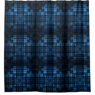Monochrome blue shower curtain