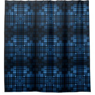 Monochrome blue shower curtain