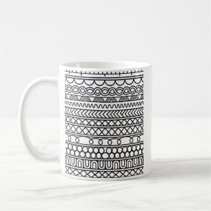 Monochrome Boho Knit Sampler Tribal Geometric Coffee Mug