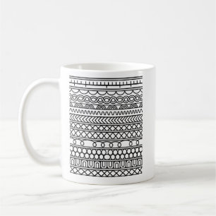 Monochrome Boho Knit Sampler   Tribal Geometric Coffee Mug