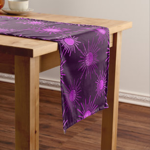 Monochrome boho sun pattern - purple short table runner