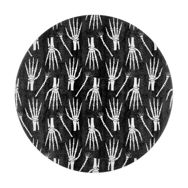 Monochrome Bones Halloween Pattern Cutting Board (Front)