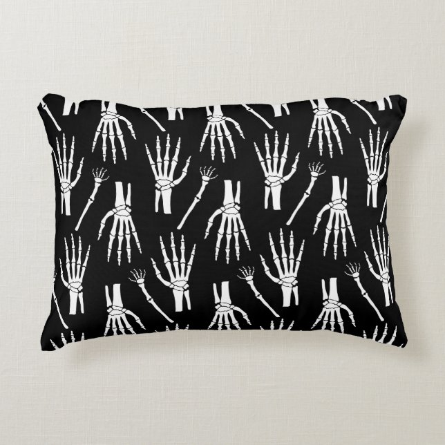 Monochrome Bones Halloween Pattern Decorative Cushion (Front)