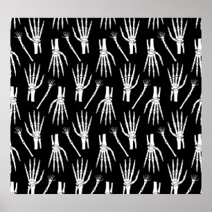 Monochrome Bones Halloween Pattern Poster