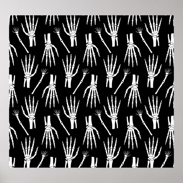Monochrome Bones Halloween Pattern Poster (Front)