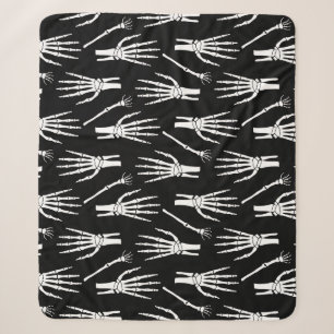 Monochrome Bones Halloween Pattern Sherpa Blanket