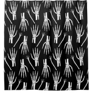 Monochrome Bones Halloween Pattern Shower Curtain