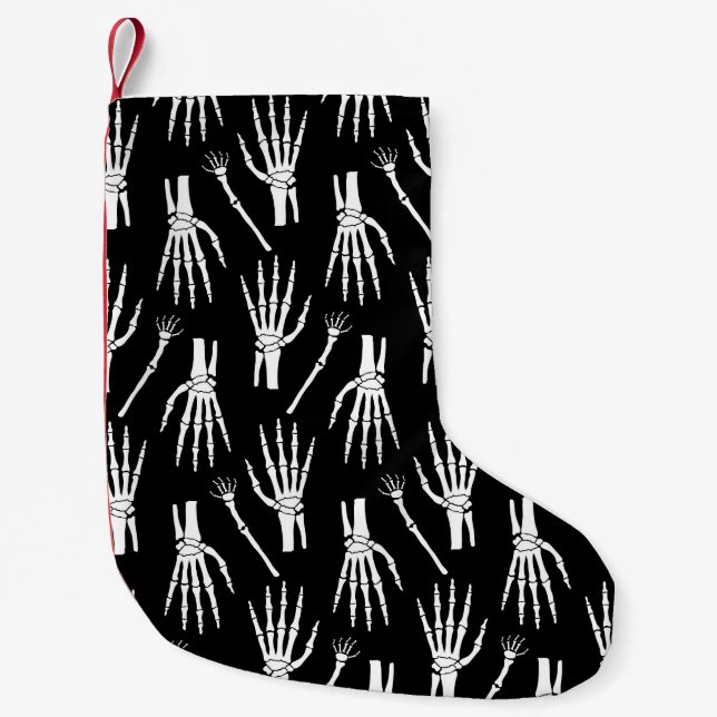 Monochrome Bones Halloween Pattern Small Christmas Stocking (Front)