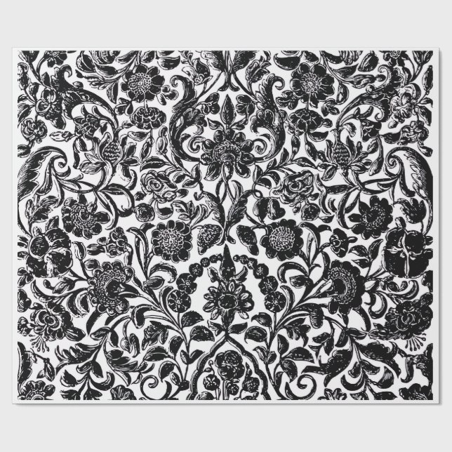 "Monochrome Botanical" Artistic Wrapping Paper (Flat)