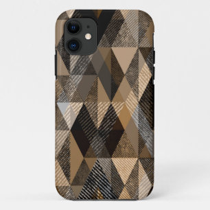 Monochrome brown rhombic textured iPhone 11 Case