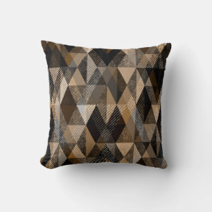 Monochrome brown rhombic textured Cushion