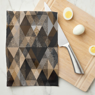 Monochrome brown rhombic textured Tea Towel