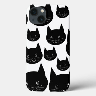 Monochrome Cat Design. iPhone 13 Case