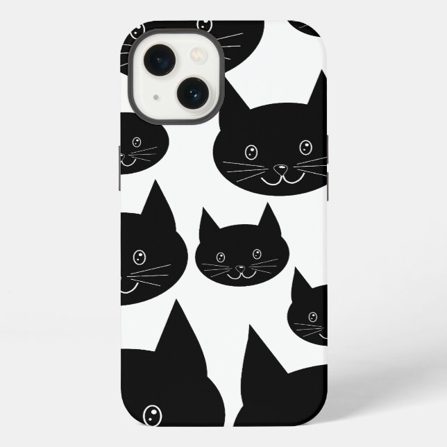 Monochrome Cat Design. iPhone Case (Back)