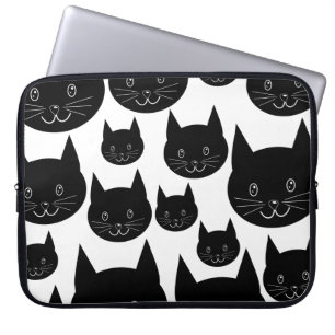 Monochrome Cat Design. Laptop Sleeve