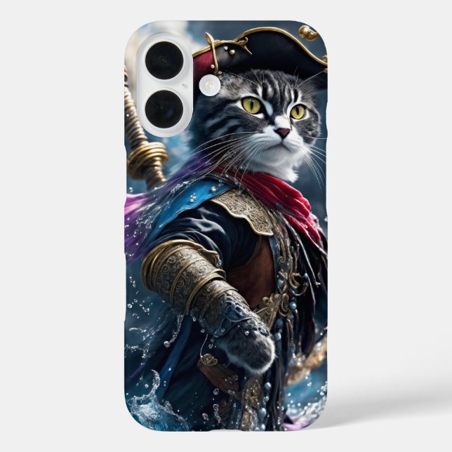 Monochrome Cat Pirate - Art iPhone Case (Back)