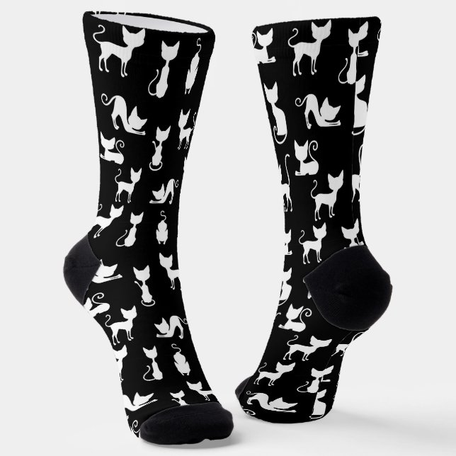 Monochrome Cats Socks (Angled)
