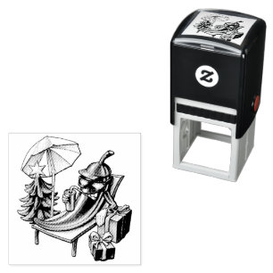 Monochrome Chilling Christmas Chilli Character Self-inking Stamp