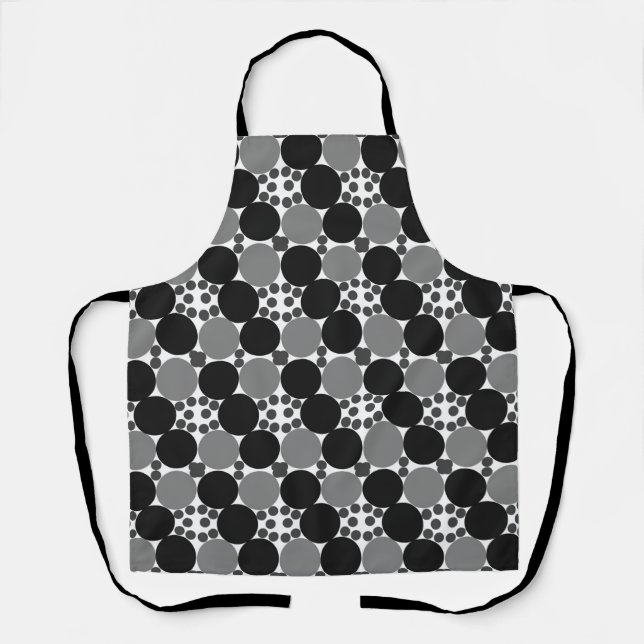 Monochrome Circles: Abstract Black White And Grey, Apron (Front)