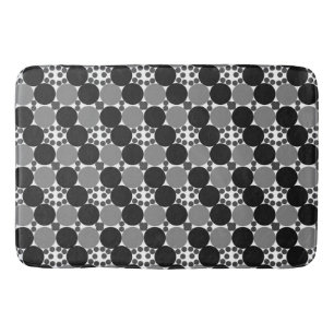 Monochrome Circles: Abstract Black White And Grey, Bath Mat