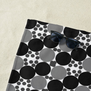 Monochrome Circles: Abstract Black White And Grey, Beach Towel