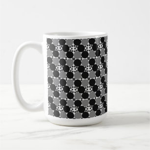 Monochrome Circles: Abstract Black White And Grey, Coffee Mug