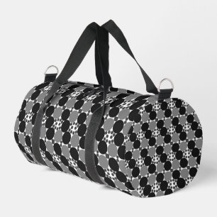 Monochrome Circles: Abstract Black White And Grey, Duffle Bag