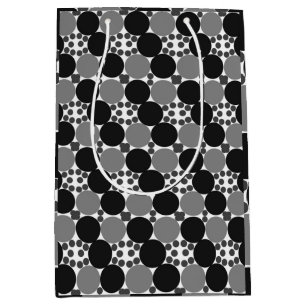 Monochrome Circles: Abstract Black White And Grey, Medium Gift Bag