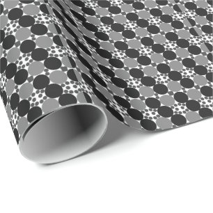Monochrome Circles: Abstract Black White And Grey, Wrapping Paper