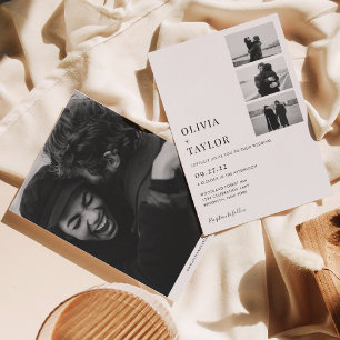 Monochrome Classic Photo Collage Wedding Invitation