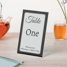 Monochrome customisable wedding table place sign
