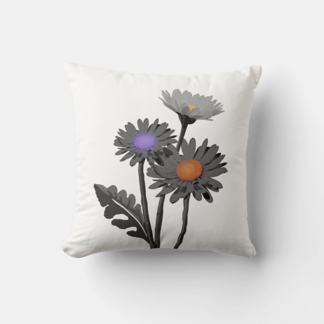 Monochrome Daisys Cushion (Front)