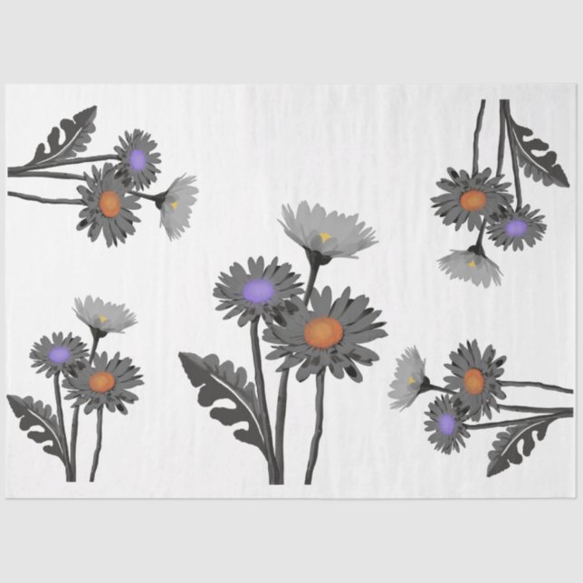 Monochrome Daisys tissue paper (Front)