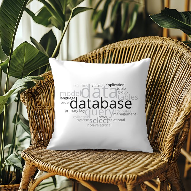 Monochrome Database Word Cloud v2 Cushion (Creator Uploaded)