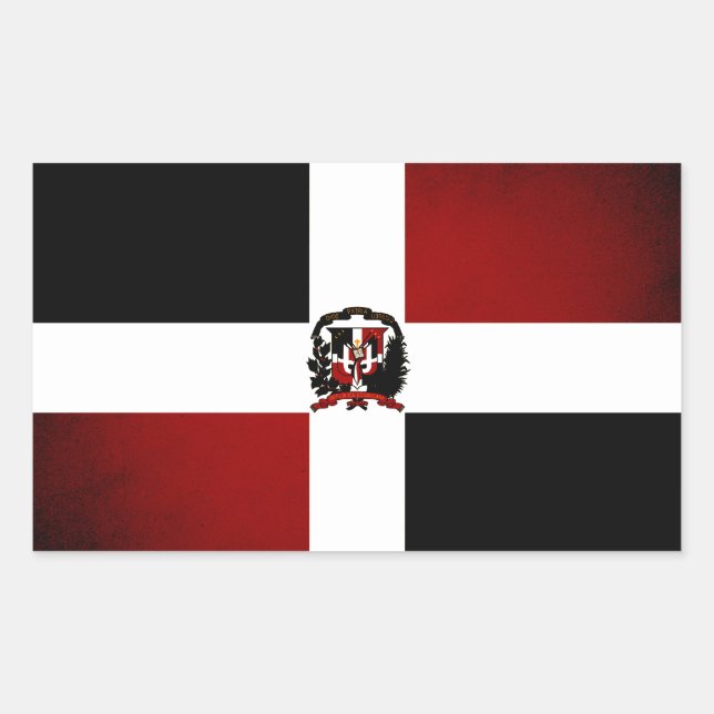 Monochrome Dominican Republic Flag Rectangular Sticker (Front)