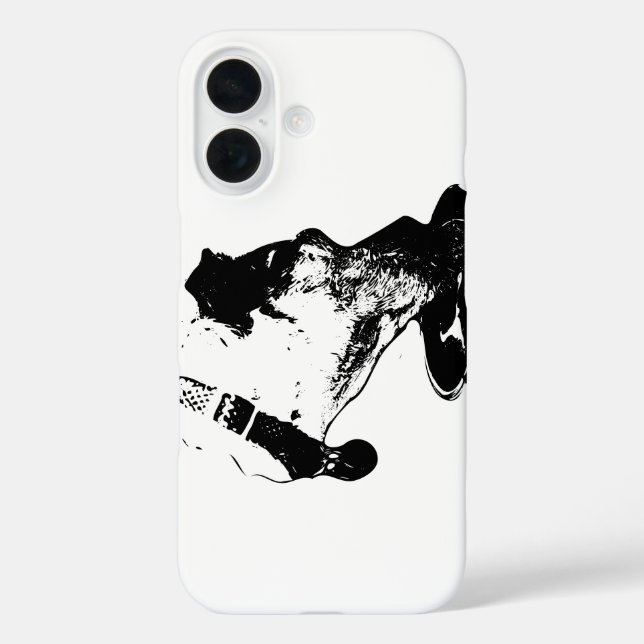 Monochrome Drinking Terrier Mix iPhone Case (Back)