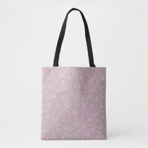 Monochrome Dusty Pink flowers Tote Bag