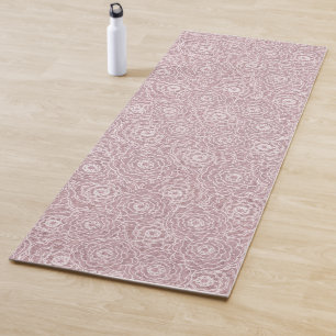 Monochrome Dusty Pink flowers   Yoga Mat